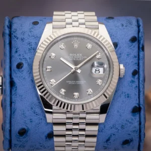 2023 Rolex Datejust 41 126334 Grey Diamond Dial Jubilee Fluted Bezel Full Set