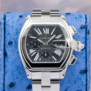 Cartier Roadster Chronograph 2618 Black Roman Dial Stainless Steel BOX Serviced
