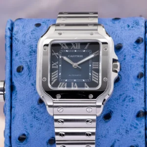 2025 Cartier Santos Medium WSSA0063 Blue Dial 35mm BOX PAPERS Stainless Steel