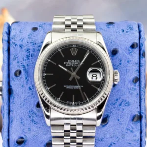 1997 Rolex Datejust 16234 Black Dial Jubilee 36mm Stainless Steel White Gold