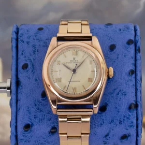 1941 Rolex Oyster Perpetual Bubbleback 3131 18k Rose Gold WWII Era Vintage