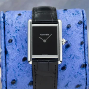 2022 Cartier Tank Must WSTA0072 Black Lacquer Dial 33.7mm Quartz Full Set Mint