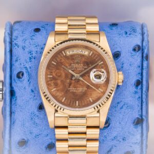 Rolex Day-Date 36 Walnut Burl Dial Birch 18038 Vintage President 18k Gold